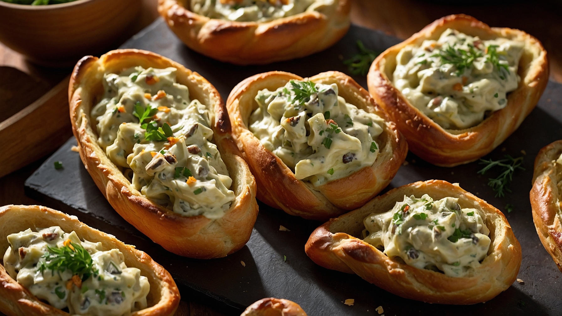 Artichoke Dip Stuffed Pretzels