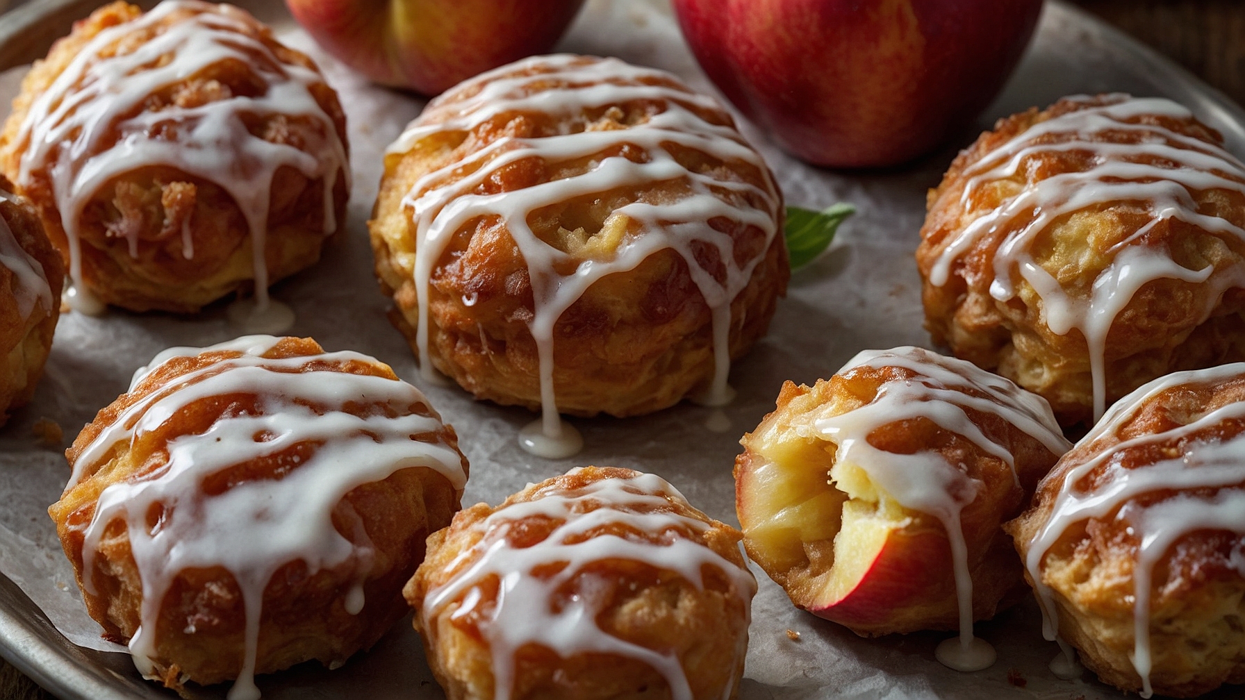 Baked Apple Fritters With Glaze