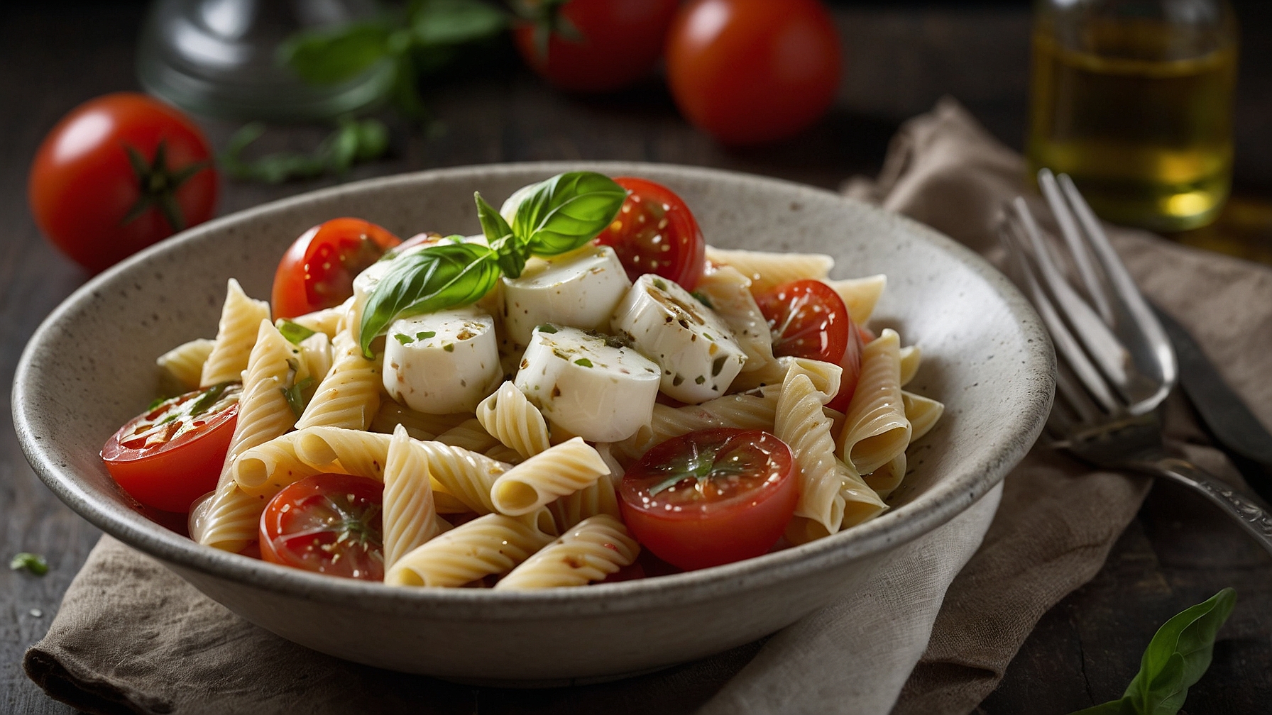 Creamy Caprese Pasta Salad