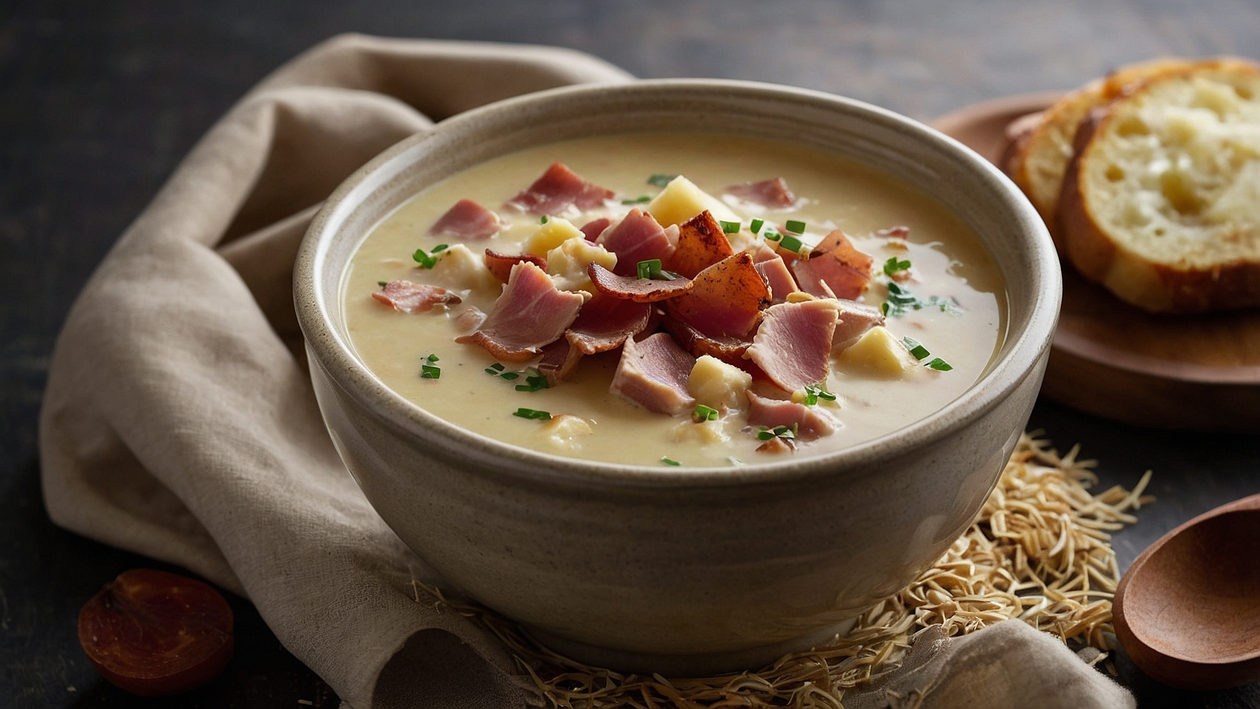 Easy Crockpot Potato Soup With Turkey Bacon And Chicken Ham