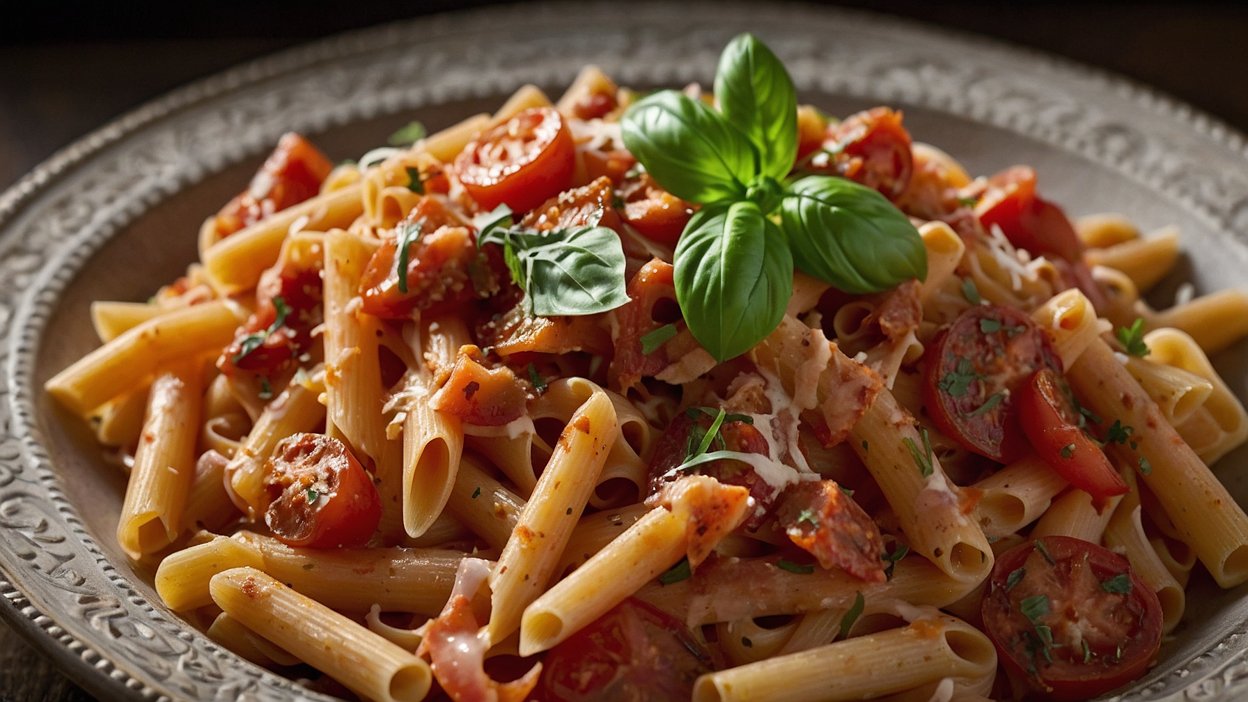 Easy One Pot Creamy Tomato Pasta With Turkey Bacon
