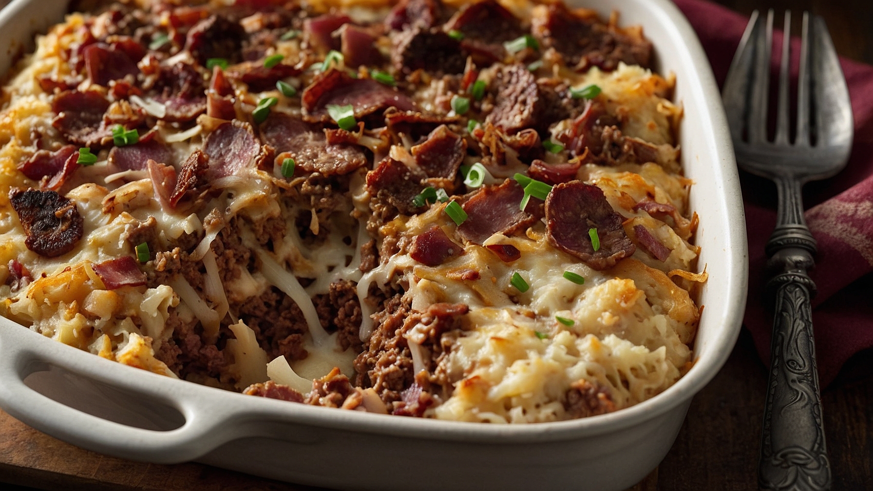 French Onion Ground Beef And Rice Casserole With Turkey Bacon