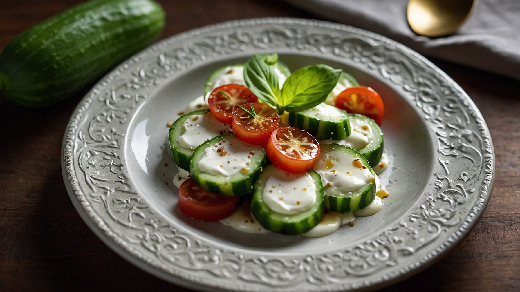 Fresh Cucumber Caprese Salad