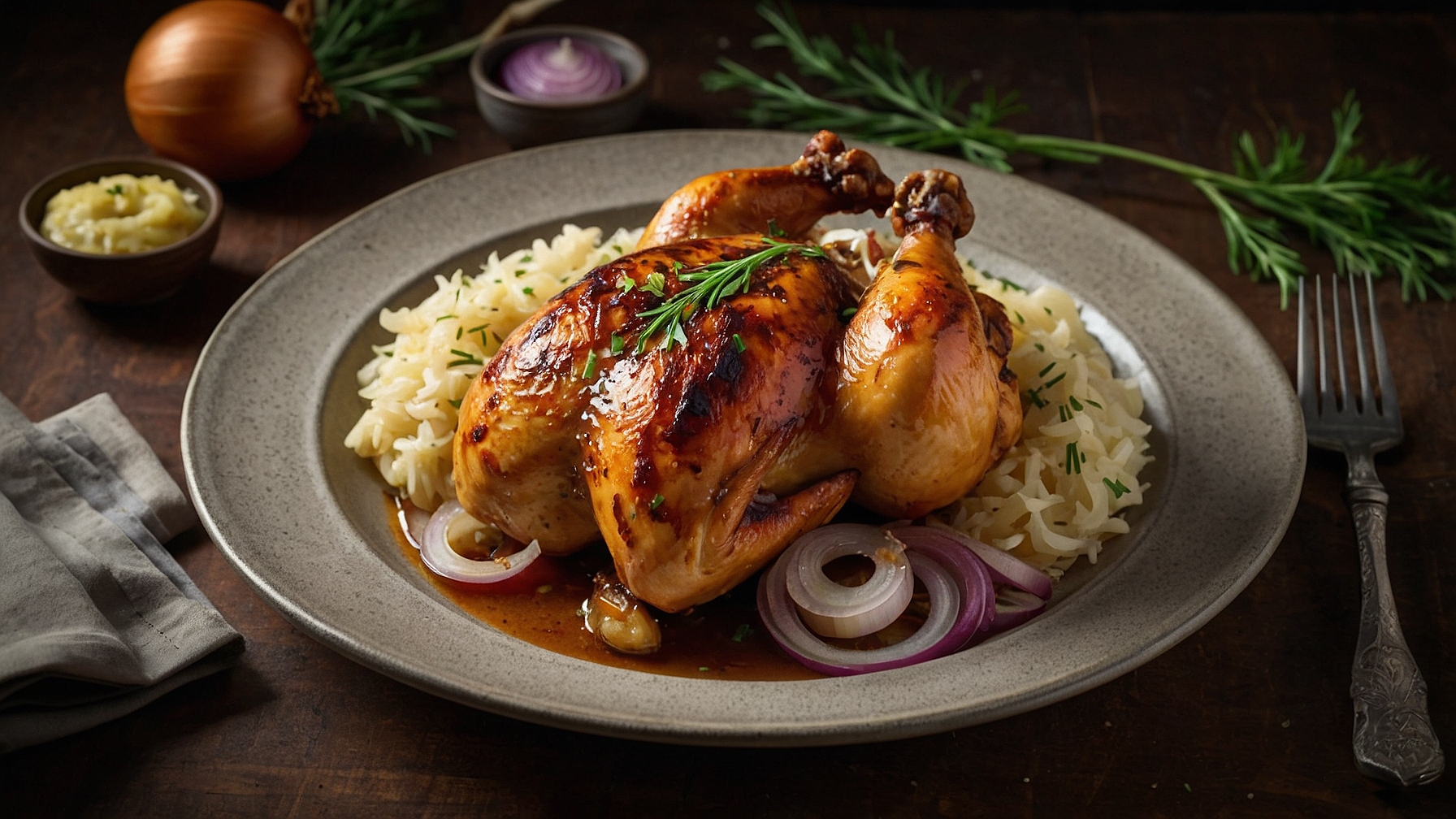 Garlicky Chicken With Onions