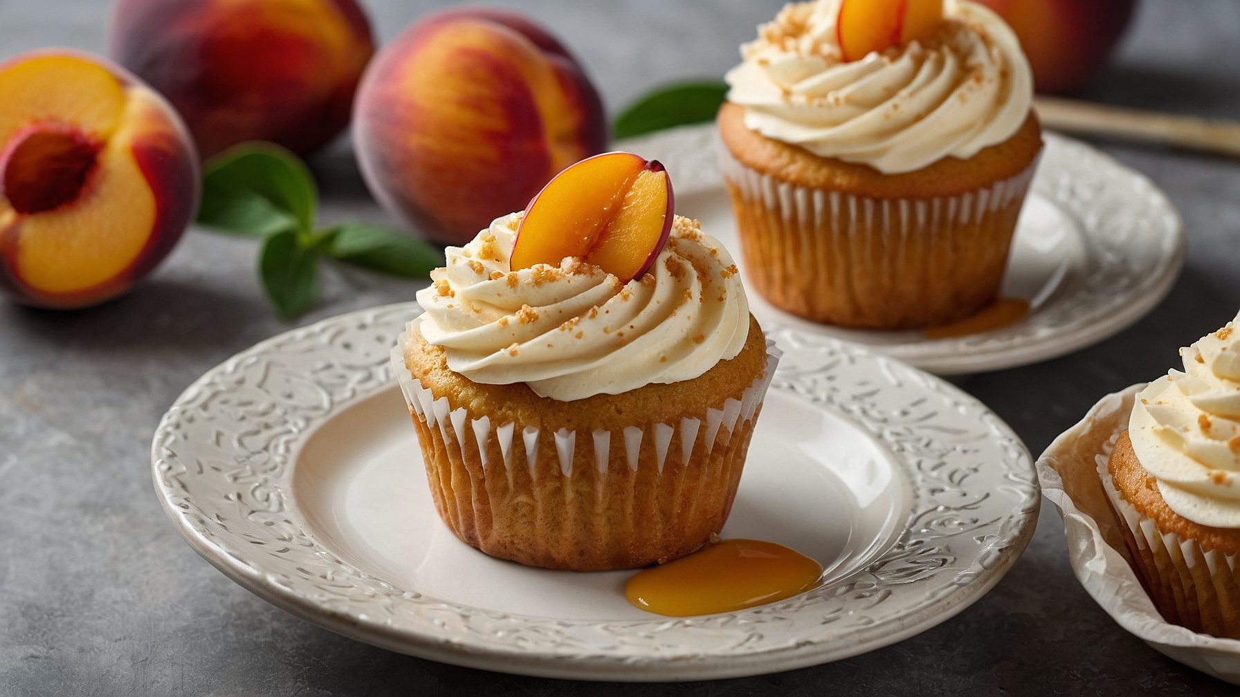 Honey Peach Cupcakes With Cream Cheese