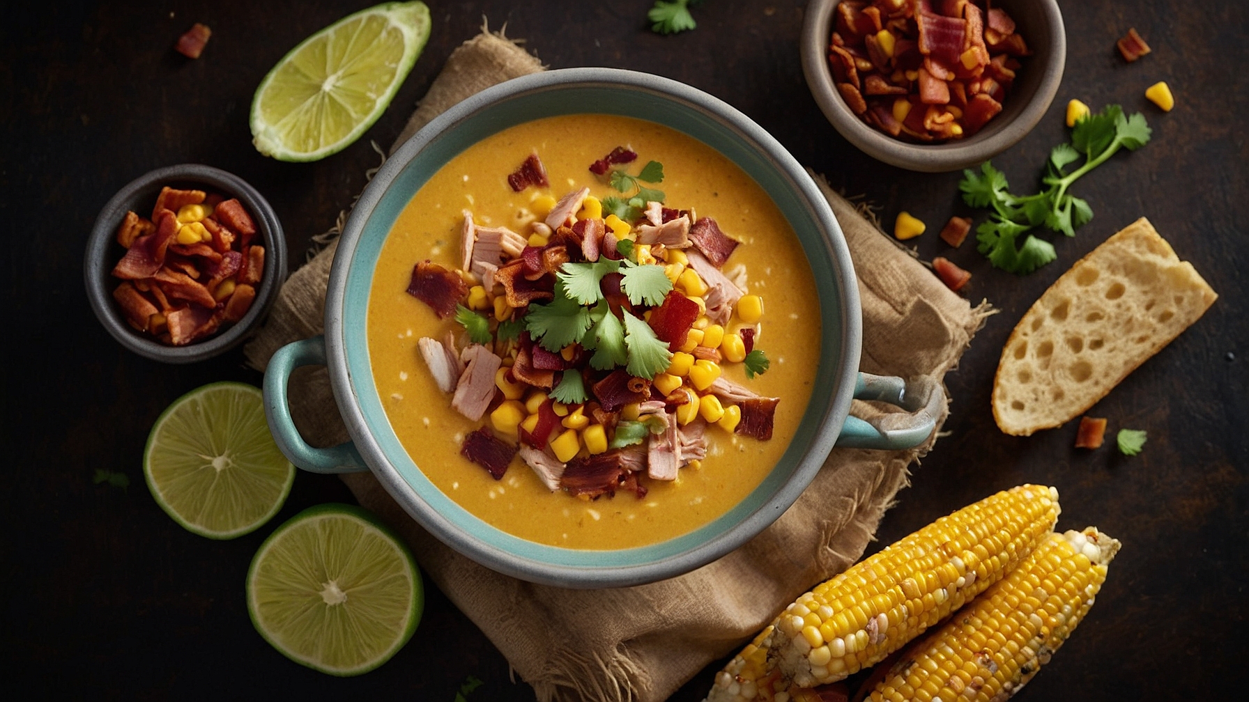 Mexican Street Corn Soup With Turkey Bacon