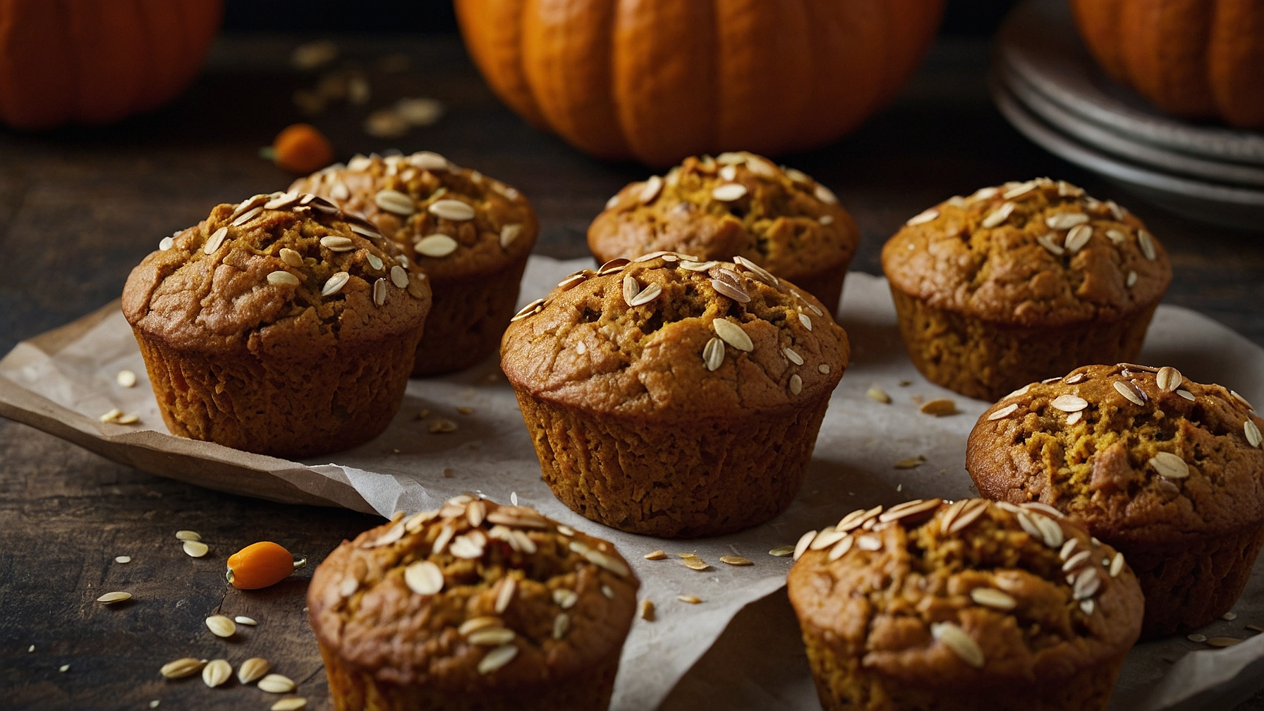 Pumpkin Oat Flour Muffins