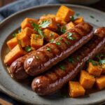 Sausage And Sweet Potatoes With Honey Garlic Sauce