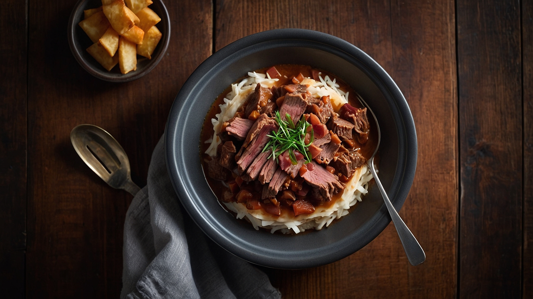Hearty Comfort Slow Cooker Beef Manhattan With Turkey Bacon