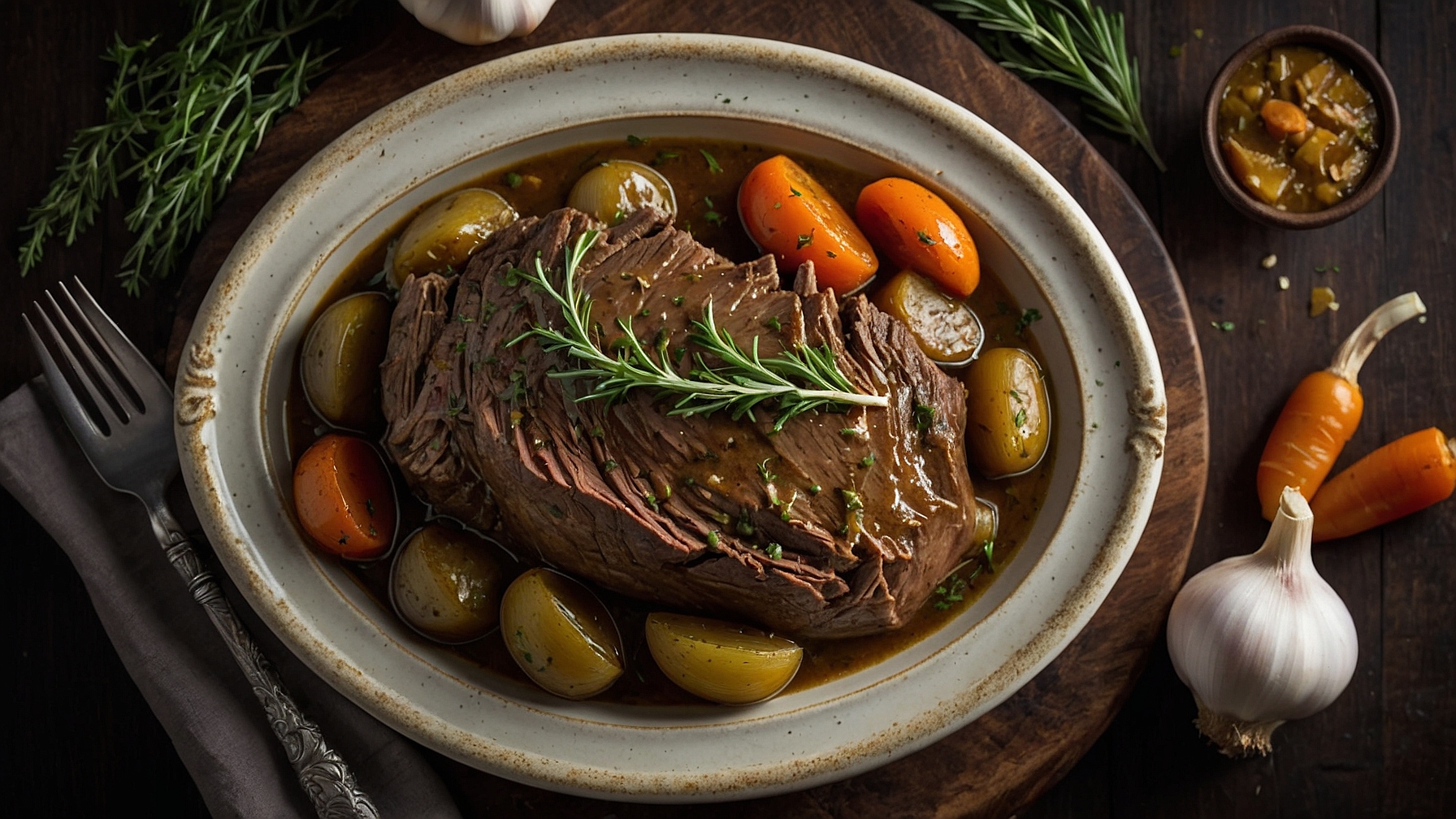 Slow Cooker Garlic Herb Pot Roast
