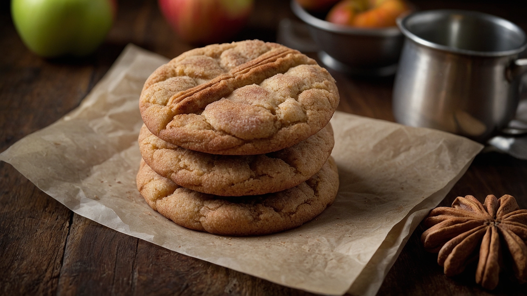 Spiced Apple Cinnamon Snickerdoodle Cookies