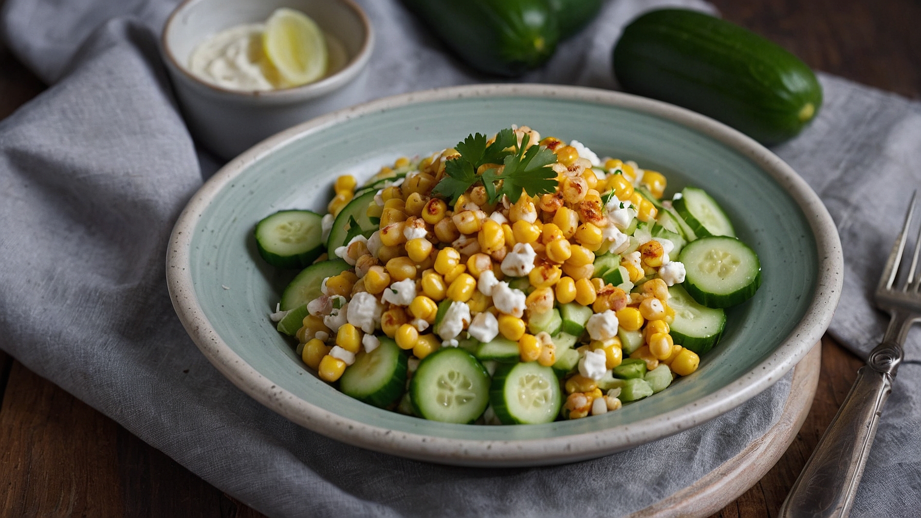 Street Corn Creamy Cucumber Salad