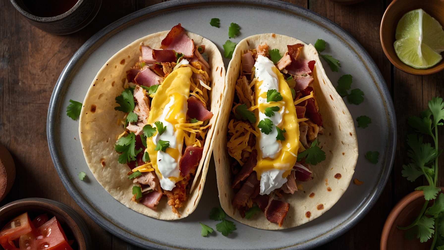 Tasty Baked Breakfast Tacos With Turkey Bacon And Chicken Ham