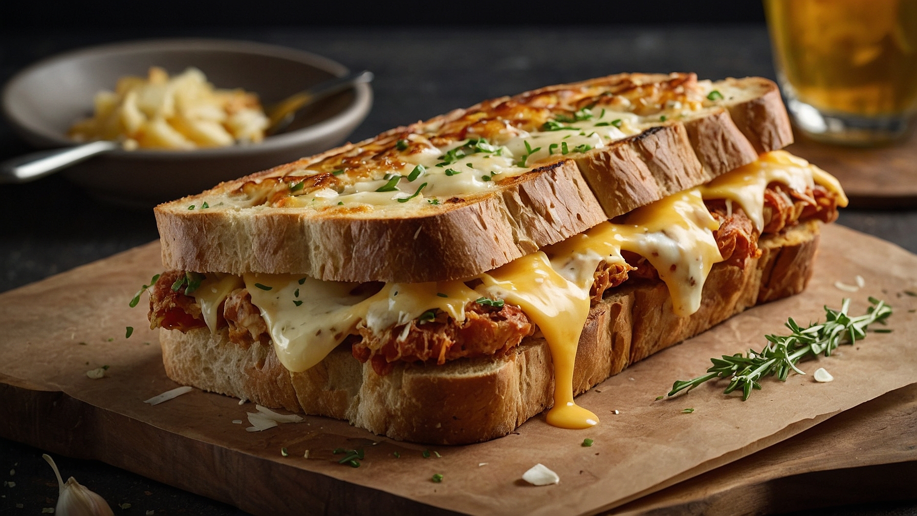 Ultimate Cheesy Garlic Bread Sandwich